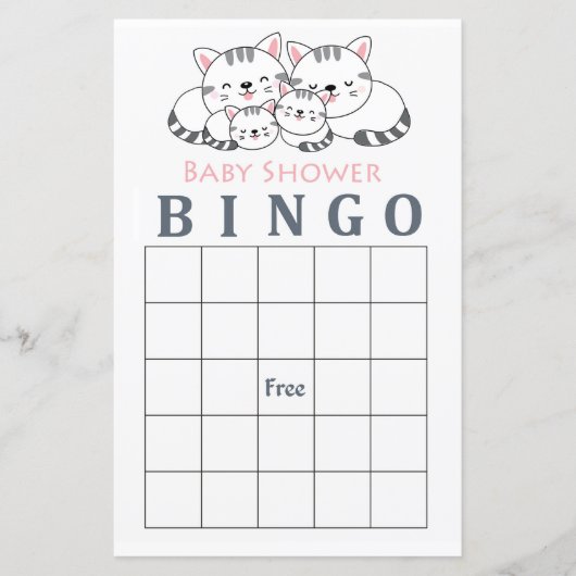 Kitty Cat baby shower bingo (Voorkant)