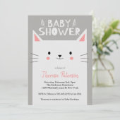 Kitty Cat Baby shower Genderneutraal Kaart (Staand voorkant)