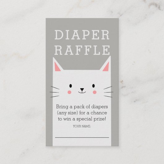 Kitty Cat Baby shower Luier Raffle Ticket Informatiekaartje (Voorkant)