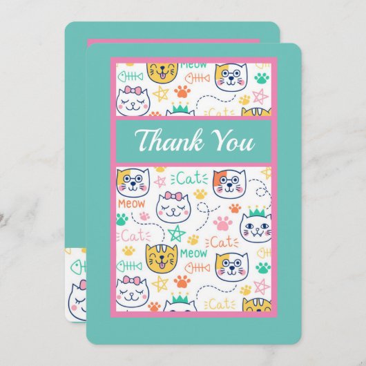 Kitty Cat Bedankkaart (Voorkant / Achterkant)