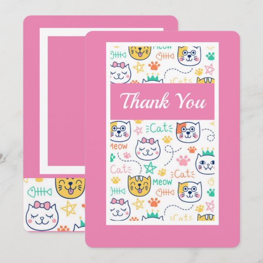 Kitty Cat Bedankkaart (Voorkant / Achterkant)