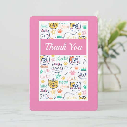 Kitty Cat Bedankkaart (Staand voorkant)