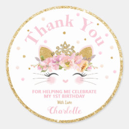 Kitty Cat Bedankt Sticker Labels Verjaardags Favor