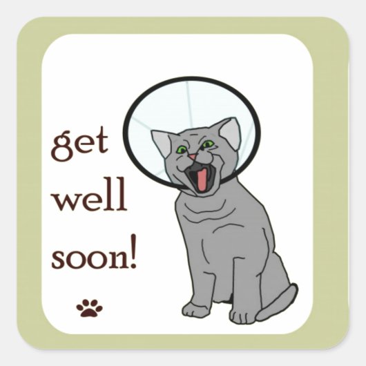 Kitty Cat Binnenkort beter Vierkante Sticker (Voorkant)