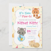 Kitty Cat Birthday Invitation Kitten Kaart (Voorkant)