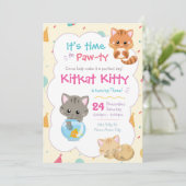 Kitty Cat Birthday Invitation Kitten Kaart (Staand voorkant)