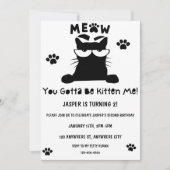 Kitty Cat Birthday Kitten Pawty Invite Kaart (Voorkant)
