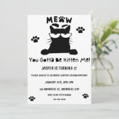 Kitty Cat Birthday Kitten Pawty Invite Kaart (Staand voorkant)