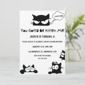 Kitty Cat Birthday Kitten Pawty Invite Kaart (Staand voorkant)