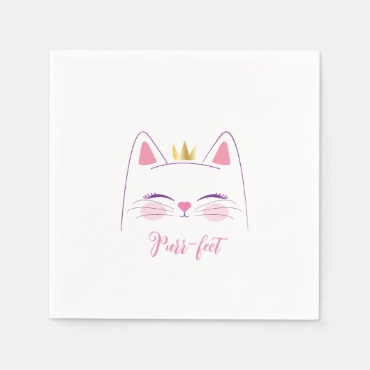 Kitty Cat Birthday Party Favor Classic Round Stick Servet (Voorkant)