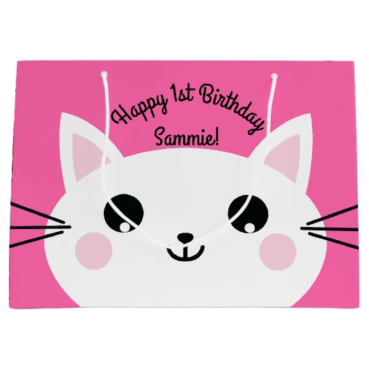 Kitty Cat Birthday Party Kinder Groot Cadeauzakje (Voorkant)