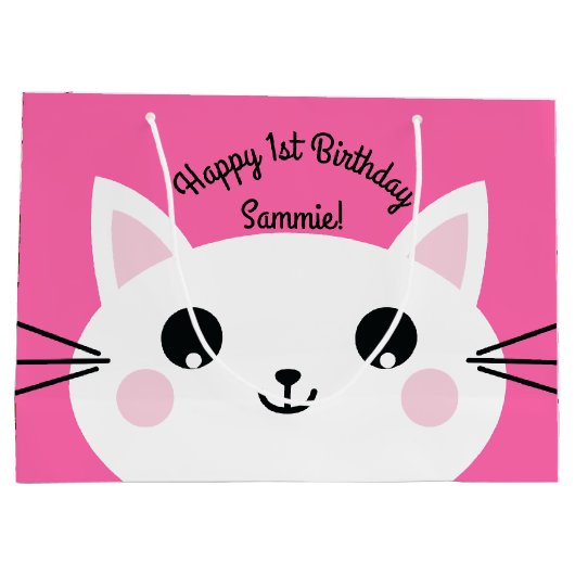 Kitty Cat Birthday Party Kinder Groot Cadeauzakje (Achterkant)