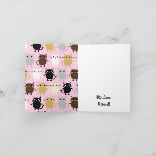 Kitty Cat Birthday Party Kinder Kaart (Binnen)