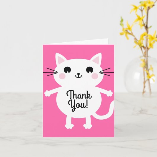 Kitty Cat Birthday Party Kinder Kaart (Gele Bloem)