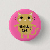 Kitty Cat Birthday Party Kinder Ronde Button 3,2 Cm (Voorkant)