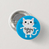 Kitty Cat Birthday Party Kinder Ronde Button 3,2 Cm (Voorkant /achterkant)