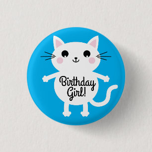 Kitty Cat Birthday Party Kinder Ronde Button 3,2 Cm