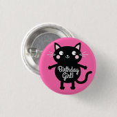 Kitty Cat Birthday Party Kinder Ronde Button 3,2 Cm (Voorkant /achterkant)