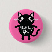 Kitty Cat Birthday Party Kinder Ronde Button 3,2 Cm (Voorkant)