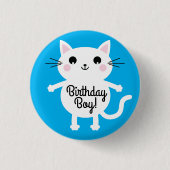 Kitty Cat Birthday Party Kinder Ronde Button 3,2 Cm (Voorkant)