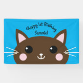 Kitty Cat Birthday Party Kinder Spandoek (Horizontaal)