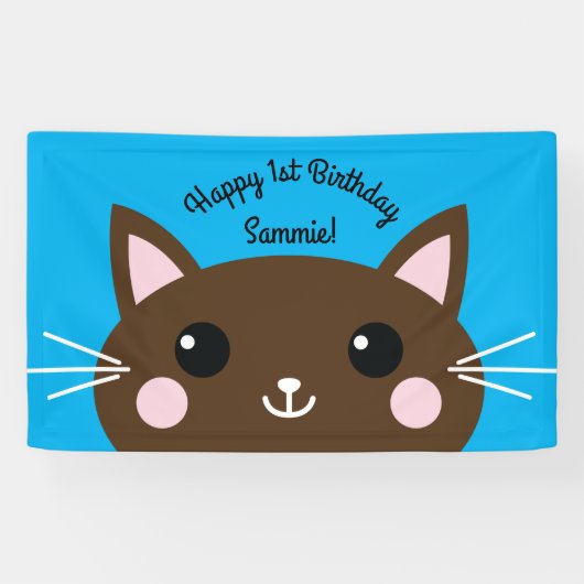 Kitty Cat Birthday Party Kinder Spandoek (Horizontaal)