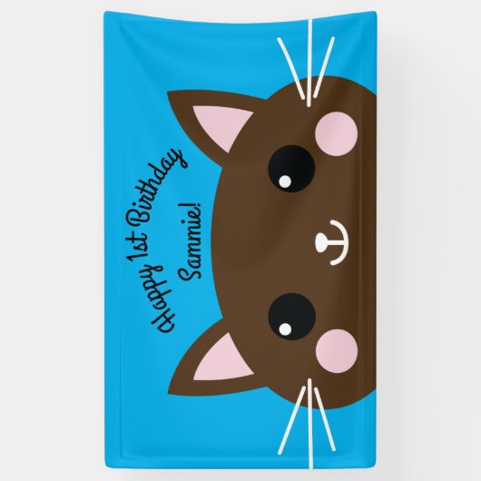 Kitty Cat Birthday Party Kinder Spandoek (Verticaal)