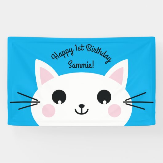 Kitty Cat Birthday Party Kinder Spandoek (Horizontaal)