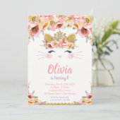 Kitty Cat Birthday Party Princess Kat Kaart (Staand voorkant)