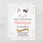 Kitty Cat Birthday Uitnodiging (Voorkant)