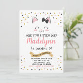 Kitty Cat Birthday Uitnodiging (Staand voorkant)