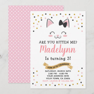 Kitty Cat Birthday Uitnodiging