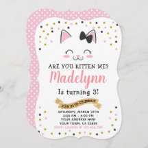 Kitty Cat Birthday Uitnodiging