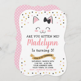 Kitty Cat Birthday Uitnodiging