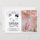 Kitty Cat Birthday Uitnodiging met foto (Voorkant)