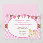 Kitty Cat Birthday-uitnodigingen Kaart (Voorkant / Achterkant)