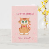 Kitty Cat Birthday wil vrienden Kaart (Gele Bloem)