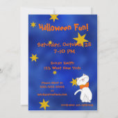 Kitty Cat Blue Sterrennacht met gouden sterren Kaart (Achterkant)