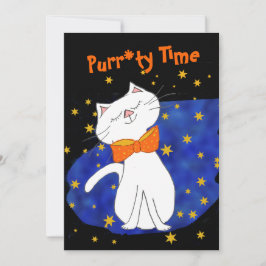 Kitty Cat Blue Sterrennacht met gouden sterren Kaart