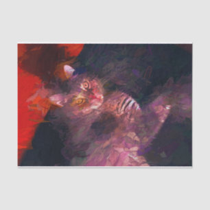 Kitty Cat Boho Paars Red Abstract Kunstontwerp Tissuepapier
