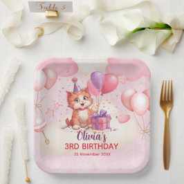 Kitty Cat Celebration Verjaardagspapier Bord