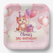 Kitty Cat Celebration Verjaardagspapier Bord (Voorkant)