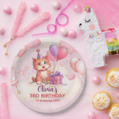 Kitty Cat Celebration Verjaardagspapier Bord (Feest)