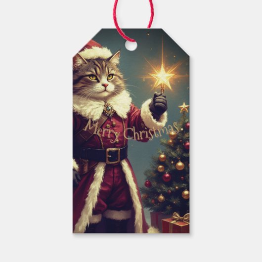  Kitty Cat Christmas Cadeaulabel (Voorkant)