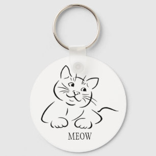 Kitty Cat Clipart Tekst aanpassen Aangepaste k Sleutelhanger