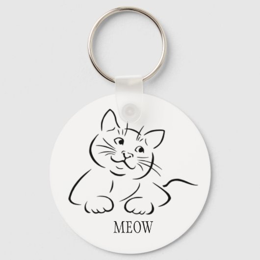 Kitty Cat Clipart | Tekst aanpassen | Aangepaste k Sleutelhanger (Voorkant)