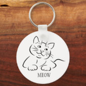 Kitty Cat Clipart | Tekst aanpassen | Aangepaste k Sleutelhanger (Voorkant)