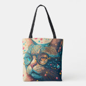 Kitty Cat Close-up Illustratie Tote Bag (Achterkant)
