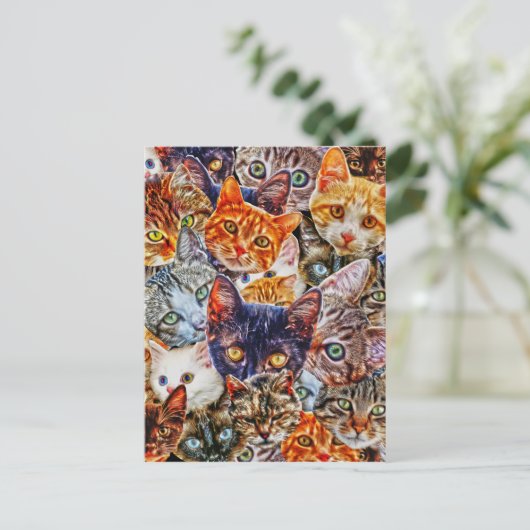Kitty Cat Collage Briefkaart (Staand voorkant)