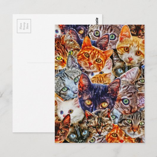 Kitty Cat Collage Briefkaart (Voorkant / Achterkant)